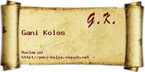 Gani Kolos névjegykártya